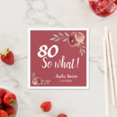 80 Dus wat Rode Waterverf Roos 80ste Verjaardag Servet (Insitu)