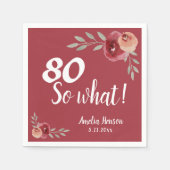 80 Dus wat Rode Waterverf Roos 80ste Verjaardag Servet (Voorkant)