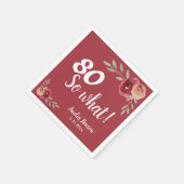 80 Dus wat Rode Waterverf Roos 80ste Verjaardag Servet (Hoek)