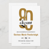 80 & Elegant Goud Zwart 80ste Verjaardagsfeest Kaart (Voorkant / Achterkant)