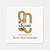 80 & Elegant Goud Zwart 80ste Verjaardagsfeest Servet (Voorkant)