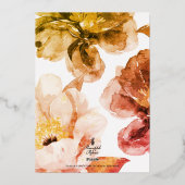 80 & Elegant pioen 80e verjaardag Ruby rood goud Folie Uitnodiging (Achterkant)