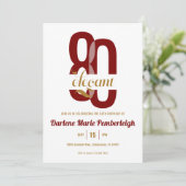 80 & Elegant Ruby Rood Goud 80ste Verjaardag Kaart (Staand voorkant)