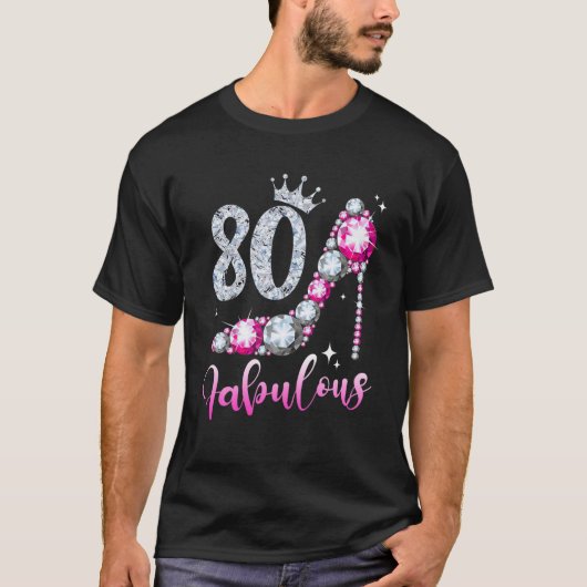 80 en 80e verjaardag schoenen kroondiamant t-shirt (Voorkant)