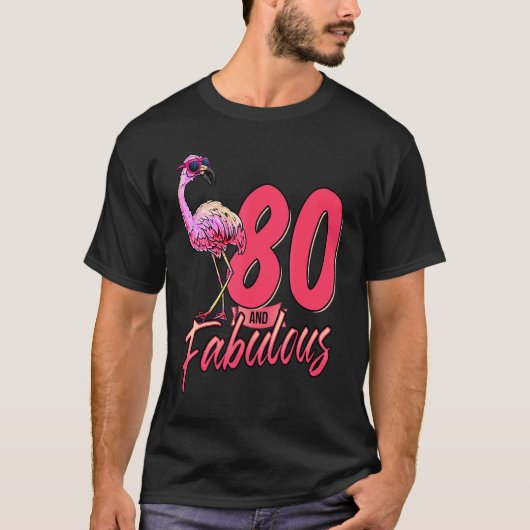 80 en 80ste Flamingo Birthday T-shirt (Voorkant)