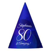 80 en Amazing Elegant Royal Blue Birthday Feesthoedjes (Voorkant)