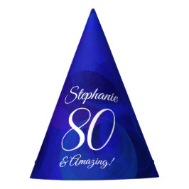 80 en Amazing Elegant Royal Blue Birthday Feesthoedjes