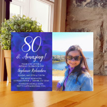 80 en de Amazing Elegant Royal Blue Photo Birthday