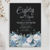 80 en Elegant Stofblauw Wit Bloemmotief Zwart Kaart