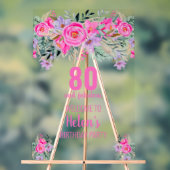 80 en fabelachtig roze elegant verjaardagsfeestje acryl bord (Neutraal)