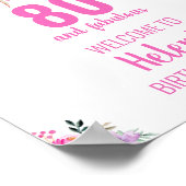 80 - en fabelroze - elegante verjaardagspost poster (Hoek)