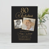 80 en Fabulous 80ste verjaardag Gouden script 2 fo Kaart (Staand voorkant)