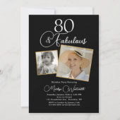 80 en Fabulous 80ste verjaardag Witte Script 2 Fot Kaart (Voorkant)