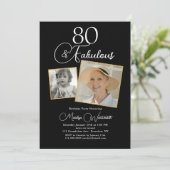 80 en Fabulous 80ste verjaardag Witte Script 2 Fot Kaart (Staand voorkant)