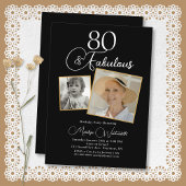 80 en Fabulous 80ste verjaardag Witte Script 2 Fot Kaart