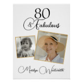 80 en Fabulous 80ste verjaardag Zwart Script Foto Perfect Poster (Voorkant)