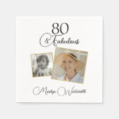 80 en Fabulous 80ste verjaardag Zwart script foto Servet (Voorkant)