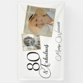 80 en Fabulous 80ste verjaardag Zwart script foto Spandoek (Verticaal)