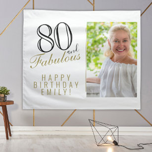 80 en Fabulous 80th Birthday Foto achtergrond Wandkleed