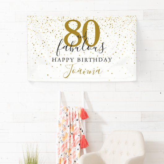 80 en Fabulous Birthday Elegant Gold en Black Spandoek (Insitu)