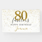 80 en Fabulous Birthday Elegant Gold en Black Spandoek (Horizontaal)