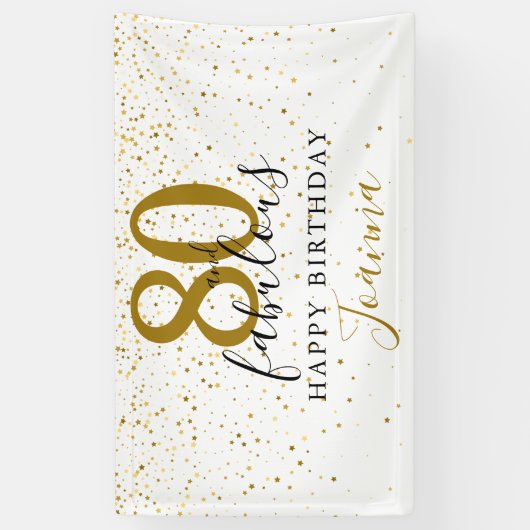 80 en Fabulous Birthday Elegant Gold en Black Spandoek (Verticaal)