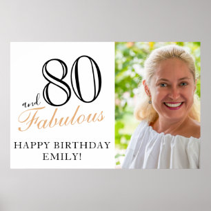 80 en Fabulous Black 80th Birthday Party Foto Poster