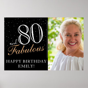 80 en Fabulous Black 80th Birthday Party Foto Poster