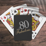 80 en Fabulous Black Elegant Script Birthdays Pokerkaarten<br><div class="desc">Elegant 80 en Fabulous Black Script Birthday-speelkaarten. Elegant design met een trendy script voor een vrouw die haar tachtigste verjaardag viert.</div>