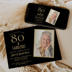 80 en Fabulous Black Gold 80ste verjaardagsfeest Kaart