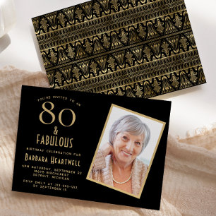 80 en Fabulous Black Gold 80ste verjaardagsfeest Kaart