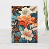 80 en Fabulous Bloem Patroon Verjaardag Kaart (Achterkant)