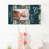 80 en Fabulous Bloem Patroon Verjaardagsfoto Spandoek (Insitu)