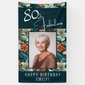 80 en Fabulous Bloem Patroon Verjaardagsfoto Spandoek (Verticaal)