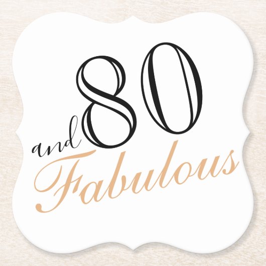 80 en Fabulous Elegant 80e Verjaardag Kartonnen Onderzetters (Voorkant)