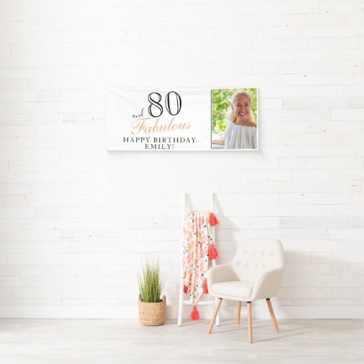 80 en Fabulous Elegant 80th Birthday Foto Spandoek (Insitu)