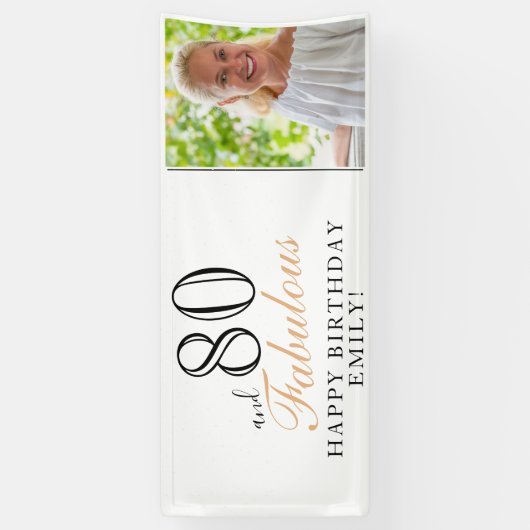 80 en Fabulous Elegant 80th Birthday Foto Spandoek (Verticaal)