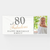 80 en Fabulous Elegant 80th Birthday Foto Spandoek (Horizontaal)
