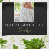 80 en Fabulous Elegant 80th Birthday Foto Theedoek (Gevouwen)