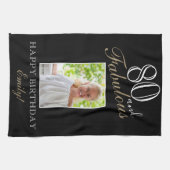 80 en Fabulous Elegant 80th Birthday Foto Theedoek (Horizontaal)