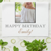 80 en Fabulous Elegant 80th Birthday Foto Theedoek (Gevouwen)