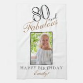 80 en Fabulous Elegant 80th Birthday Foto Theedoek (Verticaal)