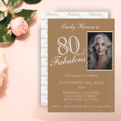 80 en Fabulous Elegant Beige Foto Verjaardag Kaart