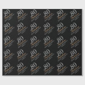 80 en Fabulous Elegant Black 80th Birthday Cadeaupapier (Vlak)