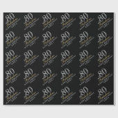 80 en Fabulous Elegant Black 80th Birthday Cadeaupapier (Vlak)