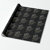 80 en Fabulous Elegant Black 80th Birthday Cadeaupapier (Uitgerold)