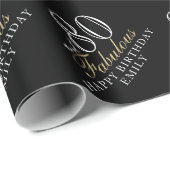 80 en Fabulous Elegant Black 80th Birthday Cadeaupapier (Rol Hoek)