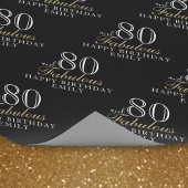 80 en Fabulous Elegant Black 80th Birthday Cadeaupapier