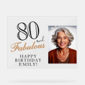 80 en Fabulous Elegant Black 80th Birthday Foto Acryl Bord (Voorkant)