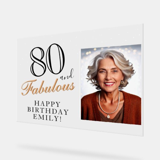 80 en Fabulous Elegant Black 80th Birthday Foto Acryl Bord (Hoek)